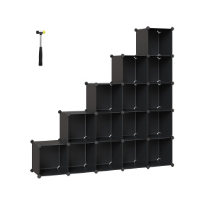 Unidade de armazenamento SONGMICS de 15 cubos, sapateira, sistema de prateleiras faça você mesmo, cubos empilháveis, prateleira de plástico PP, guarda-roupa, divisória de armário, para quarto, escritório, preto LPC44BK