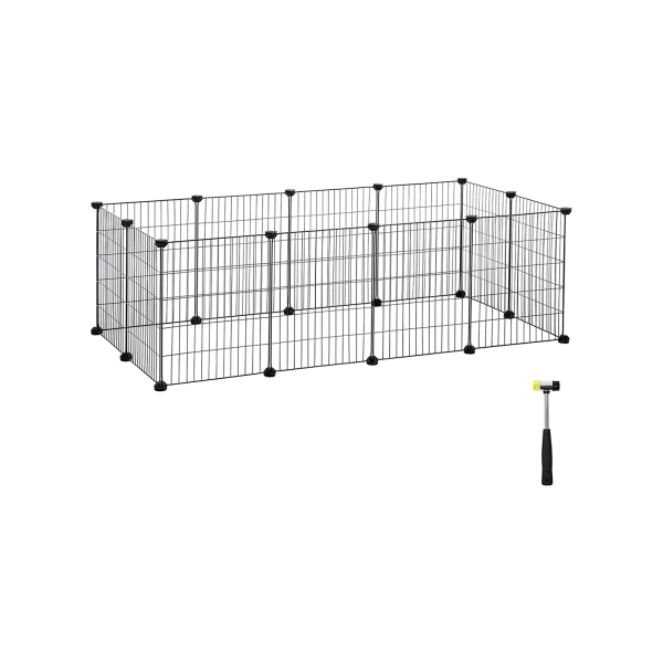 Cercadinho para porquinhos-da-índia SONGMICS, gaiola para coelhos, cerca grande para exercícios, cerca modular de metal faça você mesmo para hamsters, animais de estimação, pequenos animais, preto LPI01H