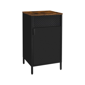 Armário de armazenamento SONGMICS, armário de chão com porta, aparador com prateleira ajustável, estrutura de aço, compacto, estilo industrial, marrom rústico e preto LSC101B01