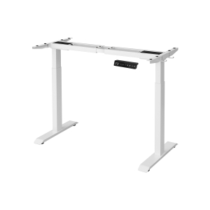 SONGMICS Mesa elétrica ajustável em altura, suporte de mesa, motor duplo, com gancho, infinitamente ajustável, função de memória, aço, branco LSD019W01