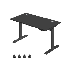 SONGMICS Mesa elétrica ajustável em altura, 70 x 140 cm, superfície da mesa, livremente ajustável, função de memória com 3 alturas, proteção contra carga, preta LSD102B02