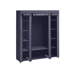 Guarda-roupa de tecido SONGMICS, guarda-roupa portátil para quarto, cabideiro com capa de tecido não tecido, organizador de roupas, 45 x 150 x 175 cm, 12 compartimentos, estrutura de metal, azul-marinho LSF003I0