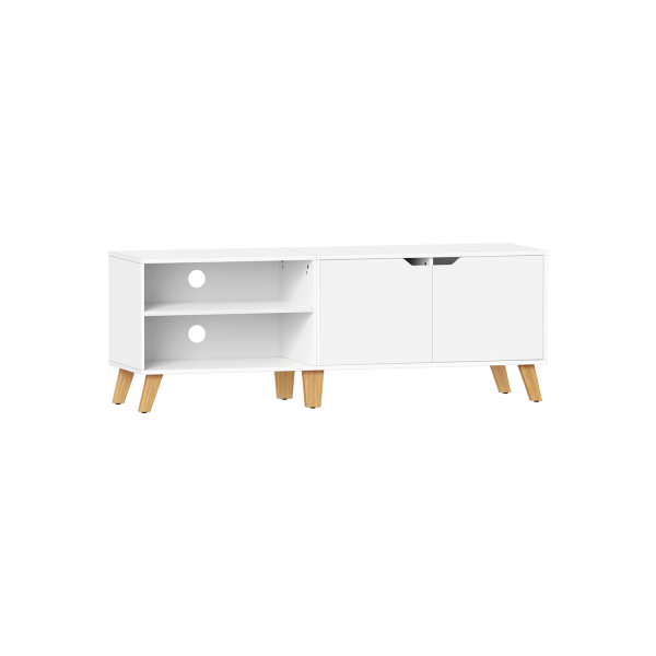 Móvel de TV VASAGLE para TVs de até 65 polegadas, suporte de TV de 140 cm de largura com 2 portas, prateleiras ajustáveis, mesa de TV, para sala de estar, sala de jantar, quarto, branco LTV027T46