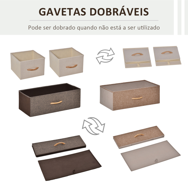 HOMCOM Cómoda de Tecido com 4 Cestos Removíveis e Dobráveis Base Elevada Móvel de Armazenamento 58x29x78,5 cm  Multicor - Image 4
