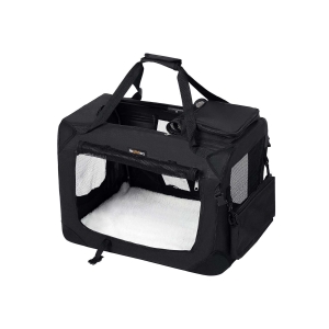Caixa de transporte para cães FEANDREA, caixa de transporte dobrável de tecido para animais de estimação, 50 x 35 x 35 cm, preta