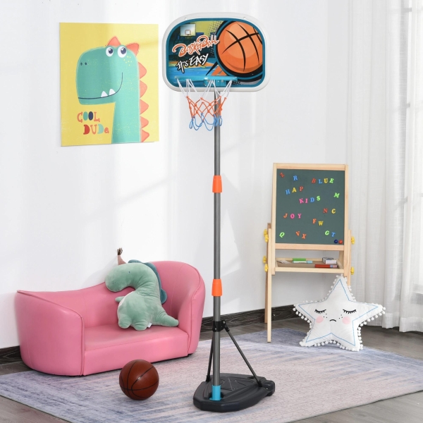 HOMCOM Tabela de basquetebol para crianças acima de 6 anos com suporte de altura ajustável e base recarregável incluídos 32x65x126-158 cm - Image 2