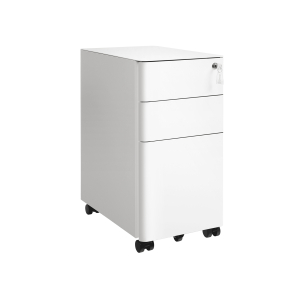SONGMICS Armário de arquivo móvel, armário de escritório com rodas e trava, para documentos A4, tamanho ofício, tamanho carta, pastas de arquivo suspensas, branco OFC030W01