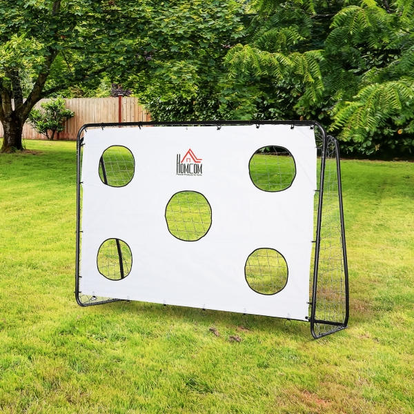 HOMCOM Baliza de Futebol para Crianças com Lona de Precisão e Ponteria para Treino e Aperfeiçoamento 240x88x174 cm Branco - Image 2