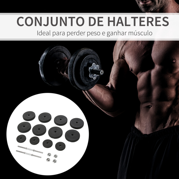 HOMCOM Conjunto de Halteres Ajustáveis Conjunto de Pesos 8x5kg 4x1,5kg e 2 Barras Total 50 kg  Preto - Image 4