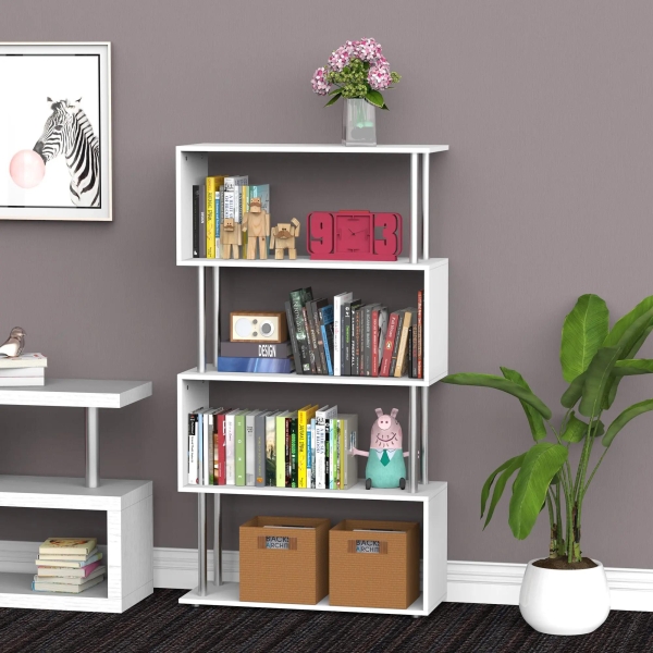 HOMCOM Estante moderna para escritório Estante de livros 145x80x30cm branco - Image 2