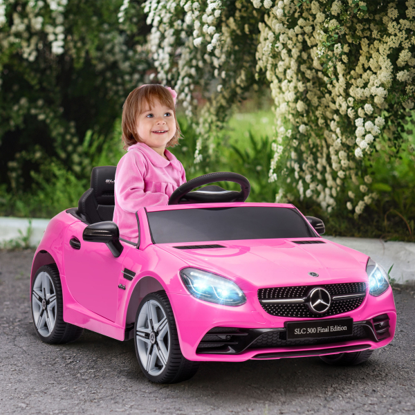 AIYAPLAY Carro Elétrico Mercedes SLC 300 12V para Crianças de 3-6 Anos com Controlo Remoto Faróis LED Buzina Música TF USB e Abertura da Porta 3-5km/h 107x62,5x44cm Rosa - Image 2