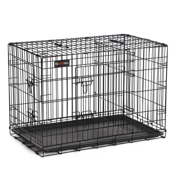 Gaiola para cães FEANDREA, caixa para cães com 2 portas, 92,5 x 57,5 ​​x 64 cm, preta PPD36BK