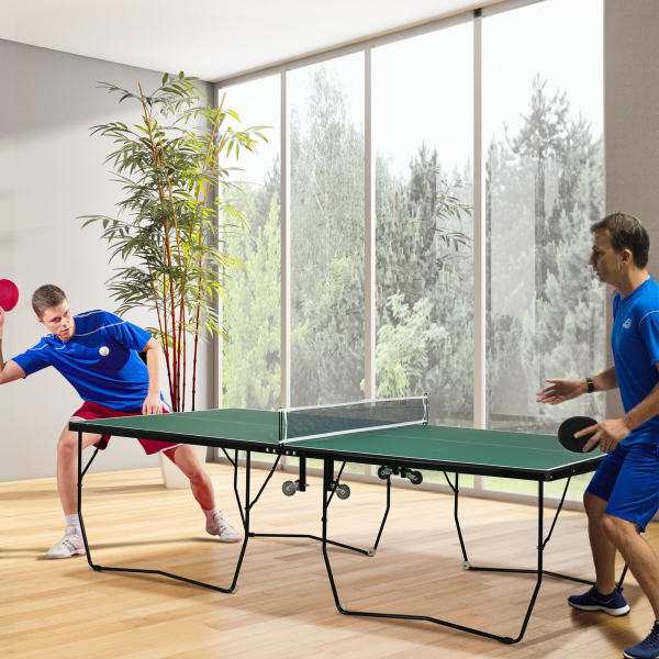 SPORTNOW Mesa de Ping Pong Dobrável Profissional Tamanho Padrão com Rede Raquetes e 3 Bolas 274x152,5x76 cm Verde - Image 2