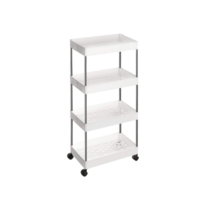Carrinho de armazenamento SONGMICS de 4 níveis, carrinho com rodas, carrinho de cozinha compacto para escritório e banheiro, 40 x 22 x 86 cm, branco KSC10WT