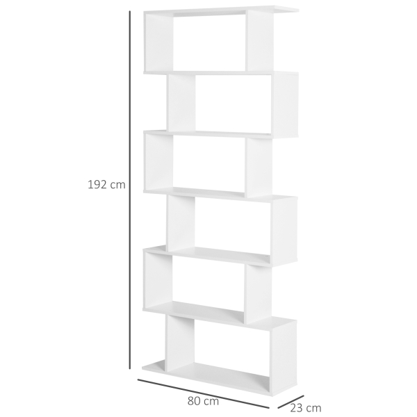 HOMCOM Estante de 6 prateleiras para Sala de jantar Sala de estar Design moderno Suporte de parede 80x23x192cm Madeira - Image 3