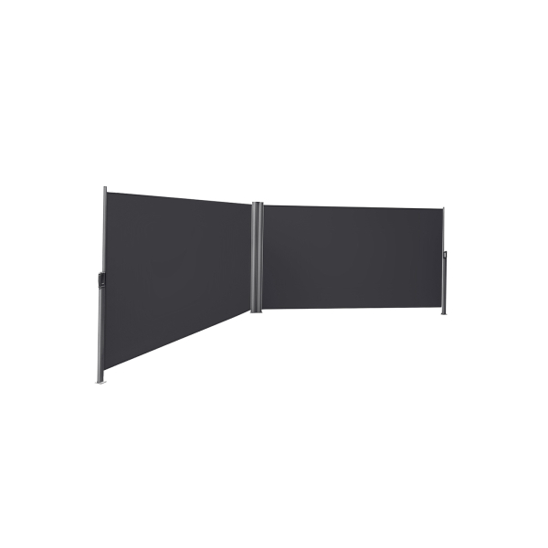 SONGMICS 1,6 x 6 m (A x C), toldo lateral duplo, toldo lateral retrátil, proteção de privacidade, proteção solar, persiana lateral, para varanda, pátio, terraço e jardim, cinza esfumaçado GSA320G