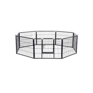 Cercadinho para animais de estimação FEANDREA com 8 painéis, gaiola de ferro para cães, cerca resistente para animais de estimação, cerca para parto de filhotes, dobrável e portátil, 77 x 60 cm, preto PPK86H