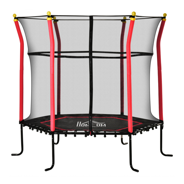 HOMCOM Trampolim para Crianças com Superfície de Salto Ø120 cm Rede de Segurança e Estrutura de Aço Ø163,5x163,5 cm Vermelho