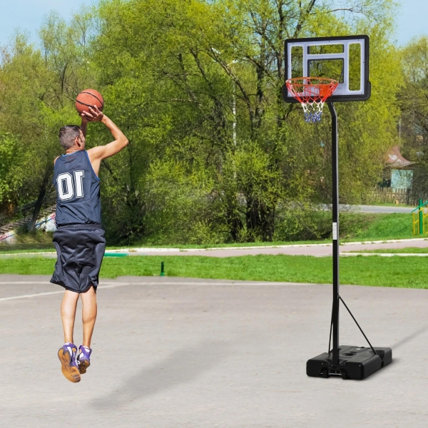 HOMCOM Tabela de Basquetebol Portátil Ajustável em Altura com Base Recarregável para Crianças e Adultos 86x165x302-352 cm Preto - Image 2