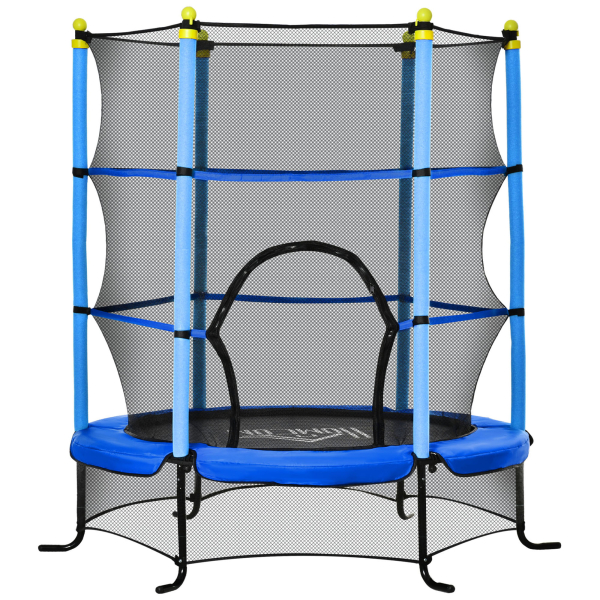 HOMCOM Trampolim para Crianças com Rede de Segurança e Estrutura de Aço Carga 50 kg 163x163x163 cm Azul