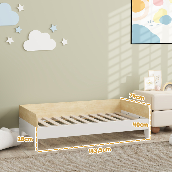 AIYAPLAY Cama para Crianças acima de 3 Anos 143,5x74x40 cm Cama de Madeira para Crianças Carga 80 kg para Dormitório Branco e Madeira - Image 3