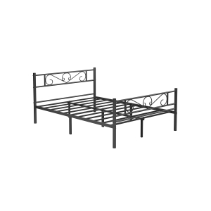 Cama de casal VASAGLE, estrutura de metal, adequada para colchão de 140 x 190 cm, para adultos e crianças, sem necessidade de base de mola, montagem simples, para espaços pequenos, preta RMB063B01