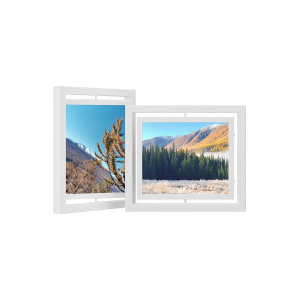 Conjunto de 2 molduras giratórias para fotos SONGMICS de 8 x 10 polegadas com 2 painéis de vidro para suporte ou suspensão em MDF branco RPF281W01