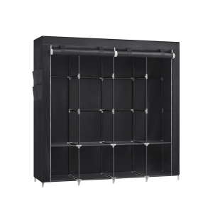 Guarda-roupa SONGMICS, armário portátil, organizador de roupas com 4 trilhos para pendurar, prateleiras, 4 bolsos laterais, 45 x 170 x 167 cm, grande capacidade para quarto, sala de estar, preto RYG094B02