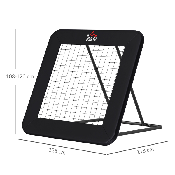 HOMCOM Rede de Rebote Dobrável com 4 Ângulos Ajustáveis para Treinamento de Futebol Beisebol 128x118x108-120cm Preto - Image 3