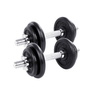 Conjunto de halteres 2 em 1 SONGMICS, 2 pesos ajustáveis ​​de ferro fundido de 10 kg, com barra de aço extra, treinamento físico, levantamento de peso, academia em casa, preto SYL20LBKV1