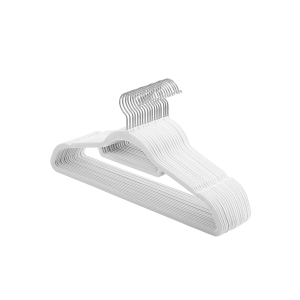 Cabides de veludo SONGMICS, conjunto de 20 cabides para roupas, antiderrapantes, com barra de gravata e gancho giratório de 360°, economizam espaço, 0,6 cm de espessura, 43,5 cm de comprimento, para vestidos e calças, branco CRF020W01