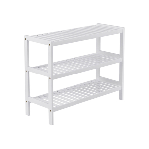 Sapateira de bambu SONGMICS, prateleira de armazenamento de 3 níveis, 70 x 26 x 55 cm (L x P x A), ideal para corredor, banheiro, sala de estar e corredor, branco LBS13W