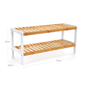 Sapateira de bambu SONGMICS de 2 níveis, prateleira de armazenamento, 70 x 26 x 33 cm LBS02H