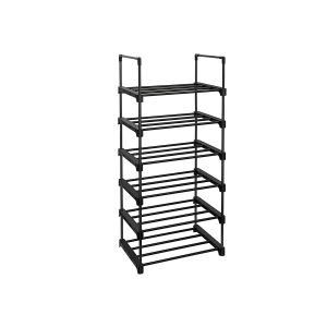 SONGMICS Sapateira de 6 níveis, organizador de sapatos de ferro, design personalizável, prateleira versátil e que economiza espaço, para entrada, sala de estar, quarto e cozinha, 45 x 30 x 106 cm, preto LSA23BK