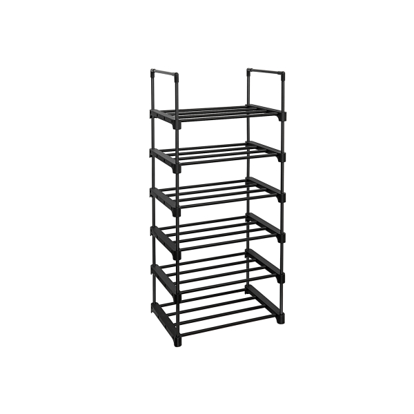 SONGMICS Sapateira de 6 níveis, organizador de sapatos de ferro, design personalizável, prateleira versátil e que economiza espaço, para entrada, sala de estar, quarto e cozinha, 45 x 30 x 106 cm, preto LSA23BK