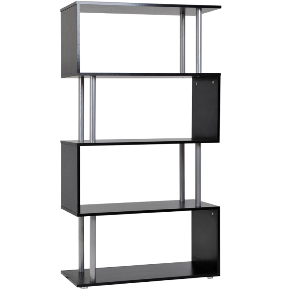 HOMCOM Estante Moderno de amplo espaço de armazenamento para Escritório 80x30x145 cm preto - Image 4