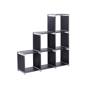 Estante de 6 cubos SONGMICS, suporte de armazenamento de cubos faça você mesmo, organizador de escada para sala de estar, quarto, quarto infantil, escritório, para brinquedos e necessidades diárias, divisor de ambiente, preto LSN63H