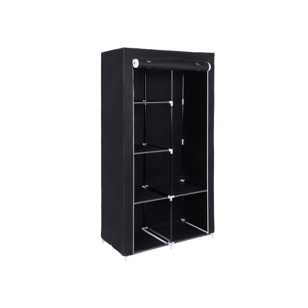 Guarda-roupa de tecido SONGMICS, organizador de roupas com 2 trilhos para pendurar, 6 prateleiras, design personalizável, 88 x 45 x 168 cm, para quarto, departamento, preto RYG84H