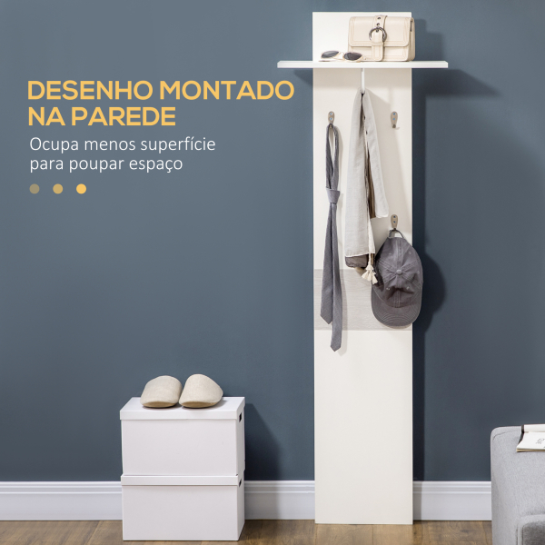 HOMCOM Móvel Cabide de Entrada com 4 Ganchos Cabide de Parede com Barra Suspensa de Alumínio 50x23,5x160cm Branco e Cinza - Image 4