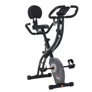 HOMCOM Bicicleta Estática Dobrável com Volante de Inércia de 1,5kg Sensor de Pulso Tela LCD Resistência Ajustável em 8 Níveis e Assento Regulável 107x53x107cm Preto
