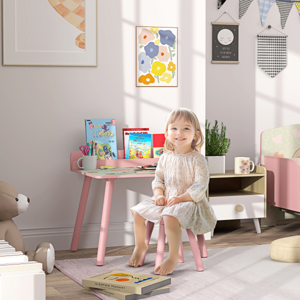 AIYAPLAY Mesa e Cadeira para Crianças com Prateleira para Livros Secretária para Crianças acima de 3 Anos Rosa - Image 2