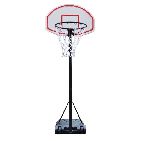 HOMCOM  Tabela de basquetebol dobrável e ajustável em altura 150-210 cm branco preto e vermelho