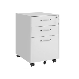 Cômoda de escritório SONGMICS, armário de arquivo com fechadura, com 3 gavetas, rodízios, para documentos, artigos de papelaria e pastas suspensas, para escritório e estudo, aço, branco OFC010W01