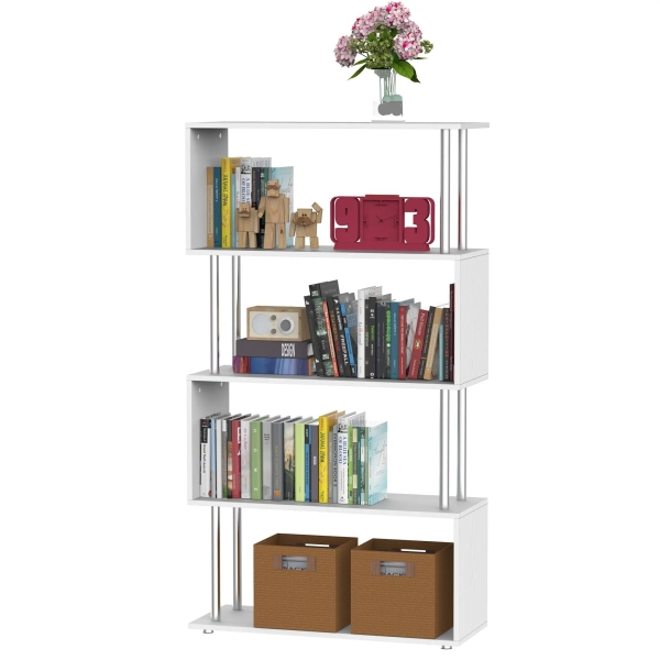 HOMCOM Estante moderna para escritório Estante de livros 145x80x30cm branco - Image 3