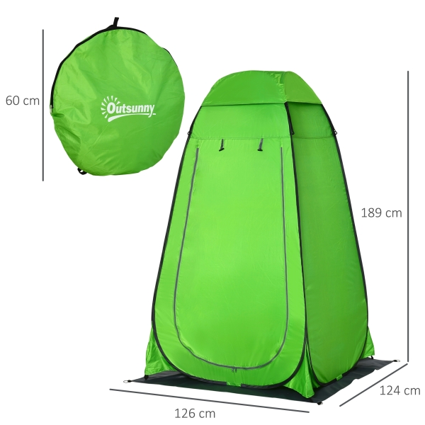 Outsunny Tenda de Duche Tenda de Privacidade Portátil com 1 Gancho Bolso Bolsa de Transporte e UV20+ 126x124x189 cm Verde - Image 3
