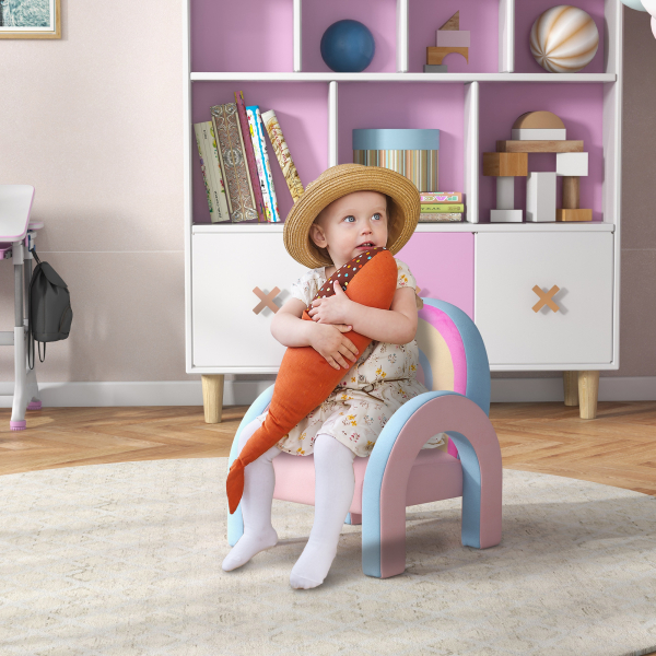 ZONEKIZ Poltrona para Crianças Pequenas em Forma de Arco Íris para Crianças de 1,5 a 5 Anos para Dormitório Sala de Estar kg 43x41x51 cm Rosa - Image 2