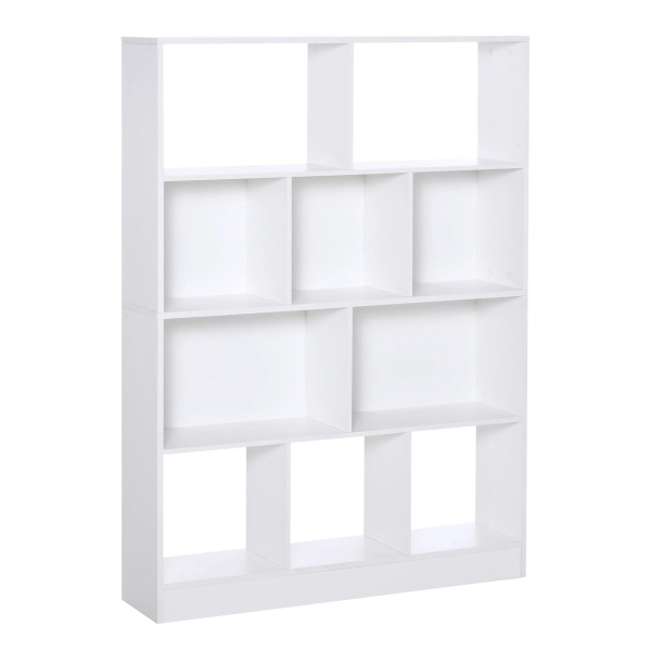 HOMCOM Estante de 4 níveis com 10 compartimentos Prateleiras de armazenamento multiuso 100x23,8x140 cm Branco