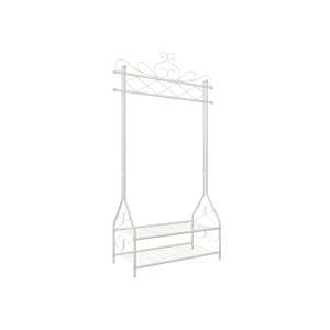 SONGMICS Cabide e suporte vintage para roupas com varão para roupas e 2 prateleiras de metal 92 x 41 x 173 cm (L x P x A) Creme HSR07W