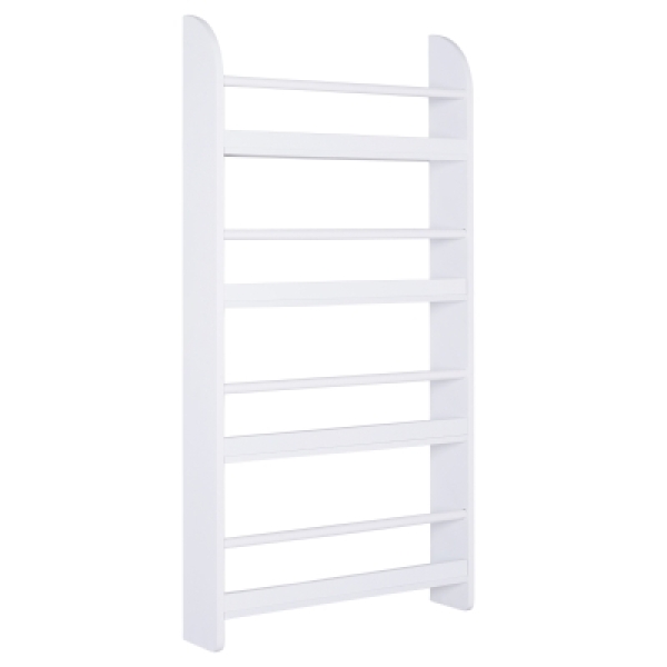 HOMCOM Estante de Parede para Livros com 4 Prateleiras Estante de Livros para Escritório Dormitório Entrada Carga Máxima 30 kg 56x12x113 cm Branco