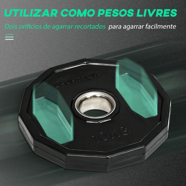 SPORTNOW Conjunto de 2 Discos de Pesos Olimpicos 10kg Ferro Fundido Placas de Peso com Orifício de 5cm Ø32x4 cm Preto - Image 4